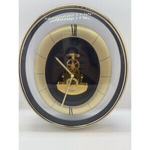 Vtg 1980s Seiko Skeleton Visible Movement Wall Clock Gold QAX201G Tested Works